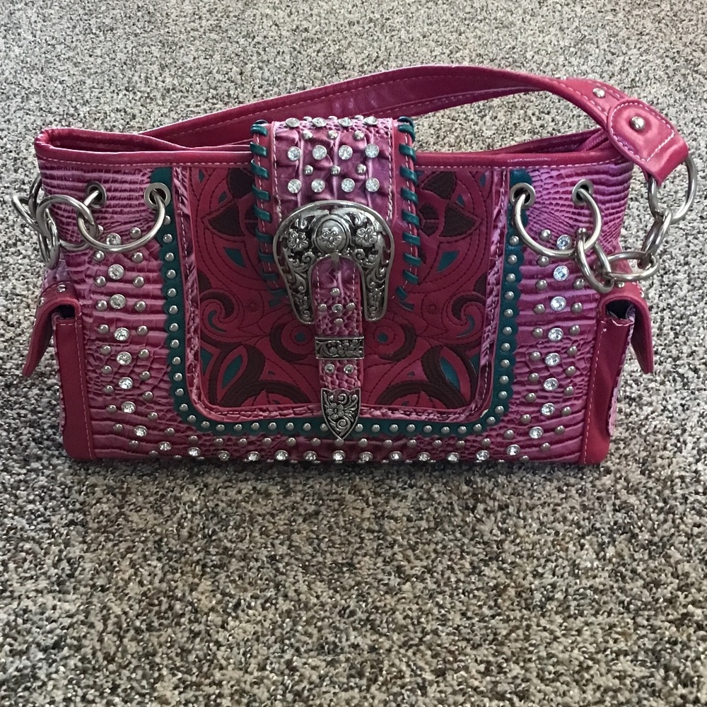 Super Fun Hot Pink Leather Handbag